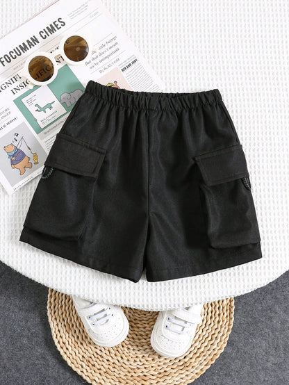 Bubblio Baby Boy Casual Black Shorts With Practical Pockets,Suitable For Daily Wear,Outdoor Sports,Play,Party,Photo Shoot,Formal Events & Spring/Summer