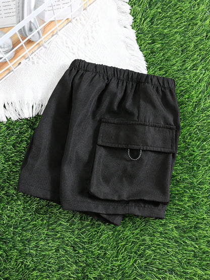 Bubblio Baby Boy Casual Black Shorts With Practical Pockets,Suitable For Daily Wear,Outdoor Sports,Play,Party,Photo Shoot,Formal Events & Spring/Summer