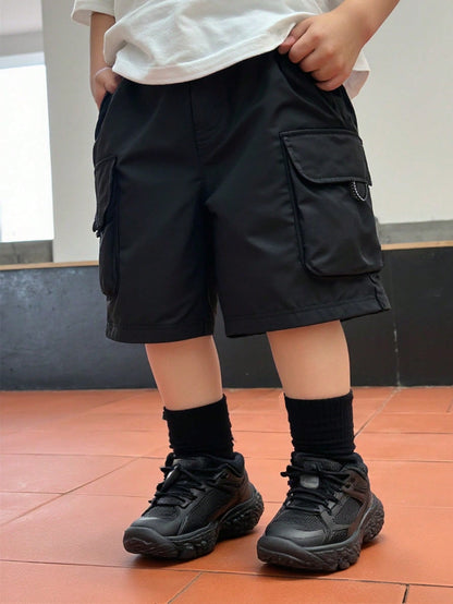 Bubblio Baby Boy Casual Black Shorts With Practical Pockets,Suitable For Daily Wear,Outdoor Sports,Play,Party,Photo Shoot,Formal Events & Spring/Summer
