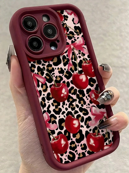 Butterfly, Leopard, Cherry Pattern Shockproof & Anti-Drop TPU Soft Phone Case Compatible With IPhone Apple 11/12/13/14/12 Pro Max/16 Pro/15/X/XR/7/8Plus, Series Waterproof Scratch Resistant