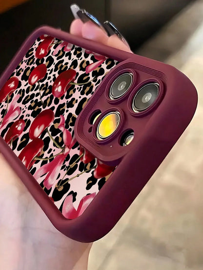 Butterfly, Leopard, Cherry Pattern Shockproof & Anti-Drop TPU Soft Phone Case Compatible With IPhone Apple 11/12/13/14/12 Pro Max/16 Pro/15/X/XR/7/8Plus, Series Waterproof Scratch Resistant