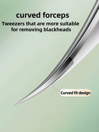 Byimy Brand High Precision Ultra-Fine Tip Tweezers, Beauty Salon Dolphin Tweezers For Blackhead, Peach Fuzz, Acne
