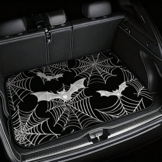 Car Accessories Interior 1-Piece Gothic Spider Web Bat Pattern Car Trunk Mat- Durable, All-Weather Universal Fit, Suitable For SUVs, Trucks, Sedans, Crossovers- Easy To Clean