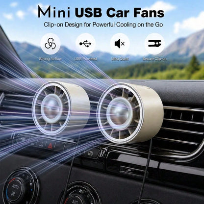 Car Air Outlet Cooling Fan Adjustment USB Power Car Fan Gradient Glow Turbo Fan Gradient Colorful Atmosphere Light Low Noise Multi-Function Mini Car Interior Fan Cooler