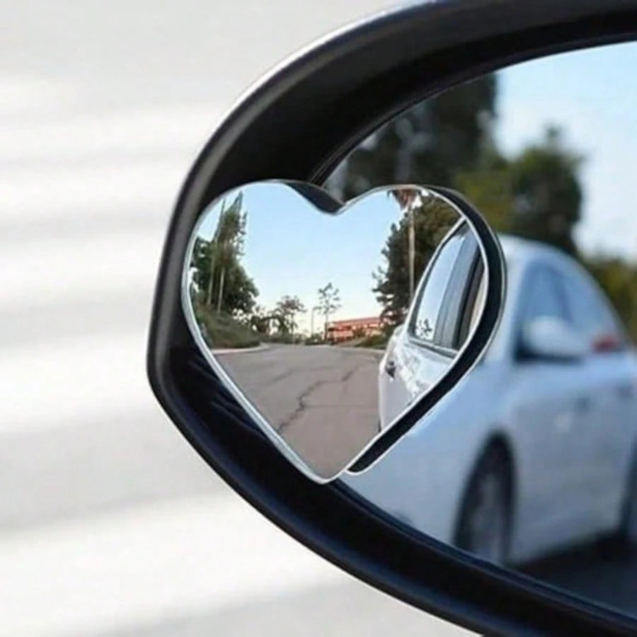 Car Blind Spot Rearview Mirror, Wide-Angle 360 Degree Adjustable Heart-Shaped Rearview Mirror, Car Reversing Assist Rearview Mirror, Convex Mirror