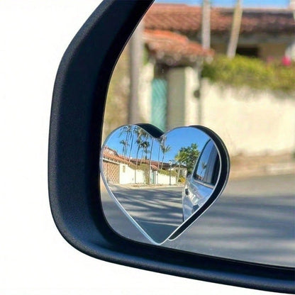 Car Blind Spot Rearview Mirror, Wide-Angle 360 Degree Adjustable Heart-Shaped Rearview Mirror, Car Reversing Assist Rearview Mirror, Convex Mirror