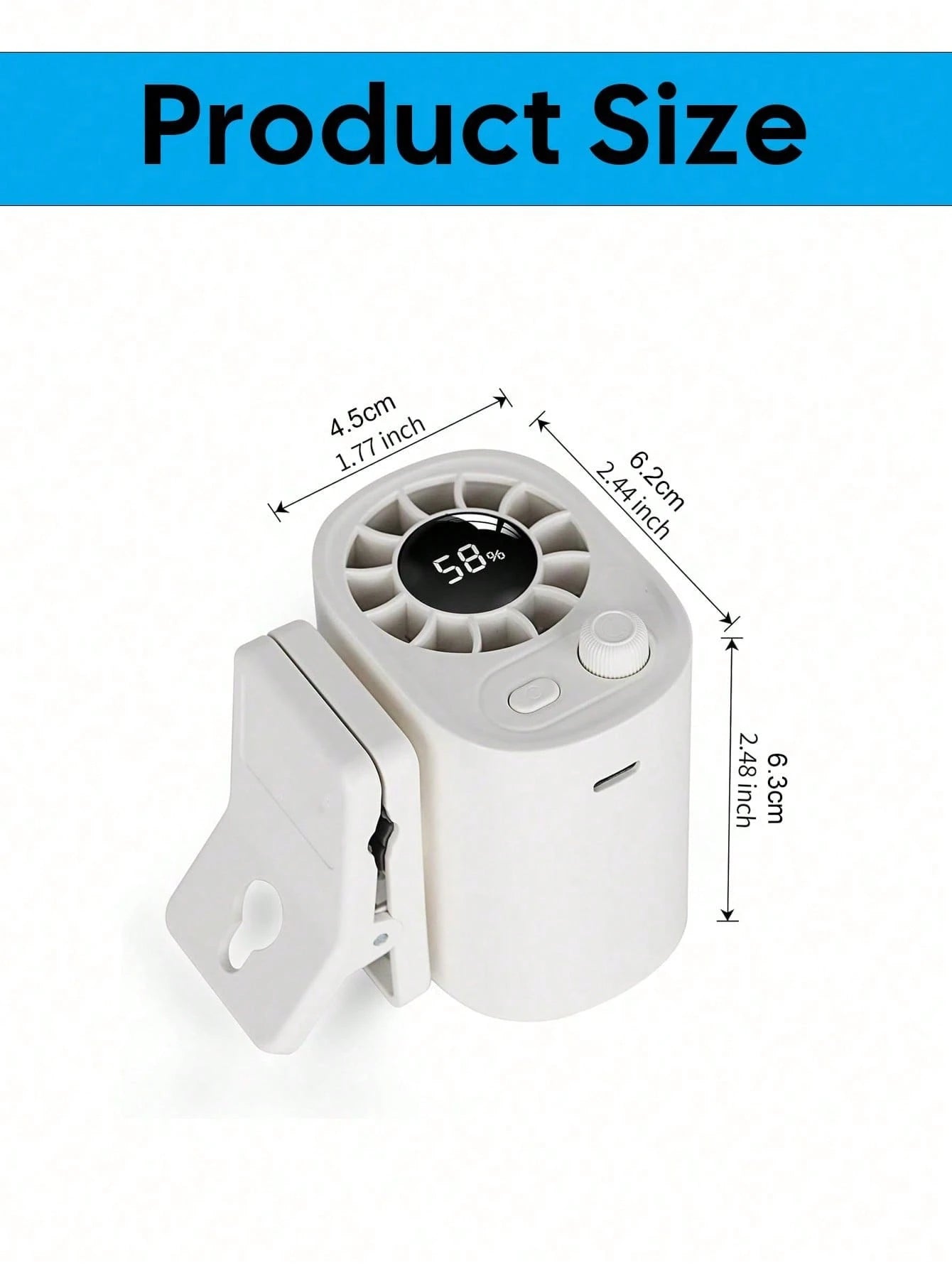 Car Clip-On Fan With LED Display, Rechargeable Back Seat Fan, 360° Rotating Car Cooling Fan, 100-Speed Adjustable Wind Speed Control, Portable USB Car Interior Fan, Summer Car Accessory (1200-1400mAh)