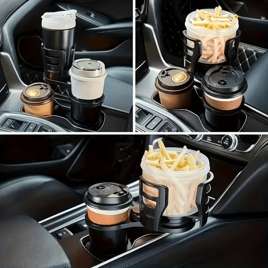 Car Cup Holder Expander Kit For Car Adapters, Adjustable Multi-Functional Double Cup Holder With Phone Holder