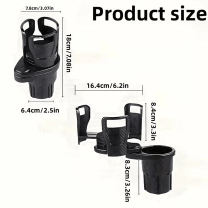 Car Cup Holder Expander Kit For Car Adapters, Adjustable Multi-Functional Double Cup Holder With Phone Holder
