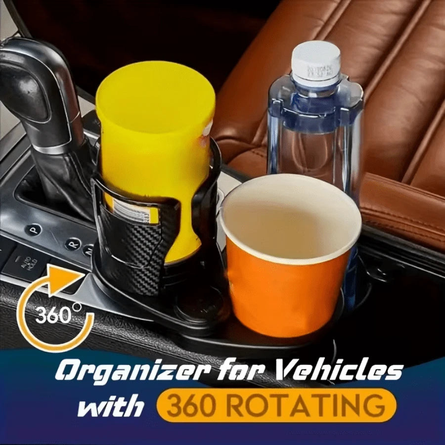 Car Cup Holder Expander Kit For Car Adapters, Adjustable Multi-Functional Double Cup Holder With Phone Holder
