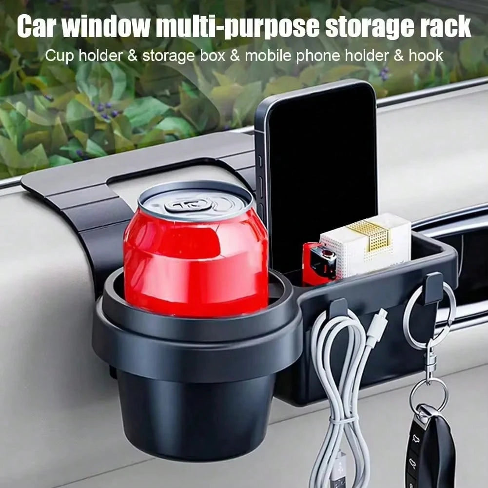 ♩Car Cup Stand Phone Holder Mount Tray Side Door Window Storage Pocket Hanging Storage Rack With Auto Interior Accessories