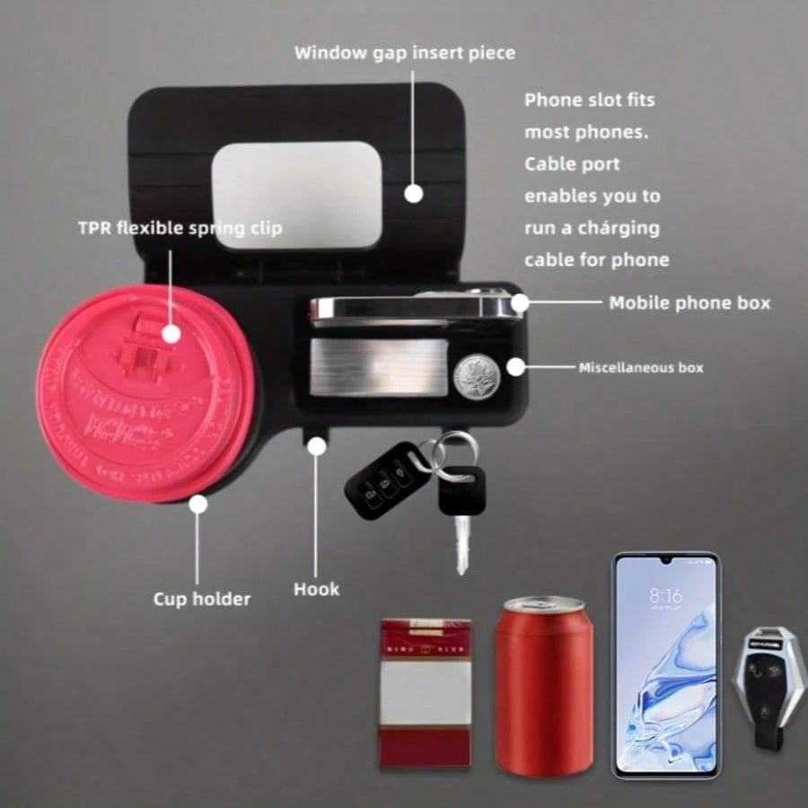 ♩Car Cup Stand Phone Holder Mount Tray Side Door Window Storage Pocket Hanging Storage Rack With Auto Interior Accessories