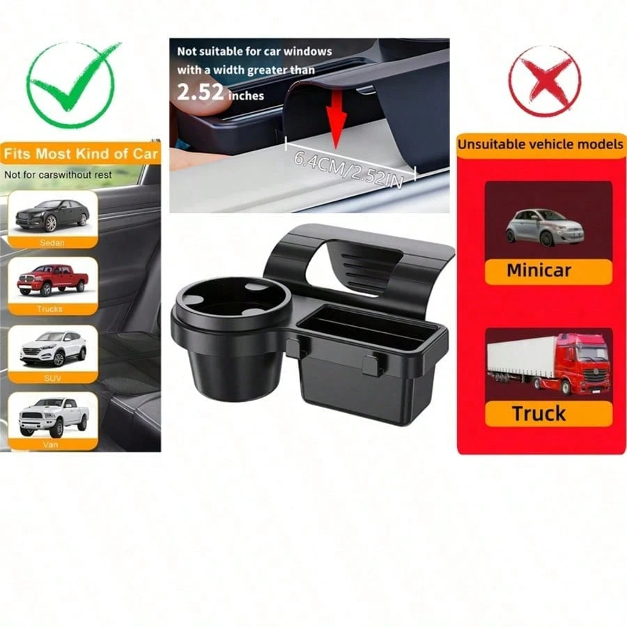 ♩Car Cup Stand Phone Holder Mount Tray Side Door Window Storage Pocket Hanging Storage Rack With Auto Interior Accessories