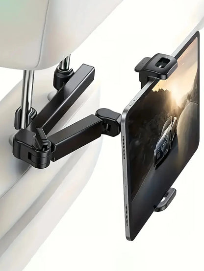 Car Headrest Mount Tablet & Phone Holder, 360° Rotating, Adjustable Size 11.94-32.77cm, High Stability, Ideal For Road Trips, Car Accessories