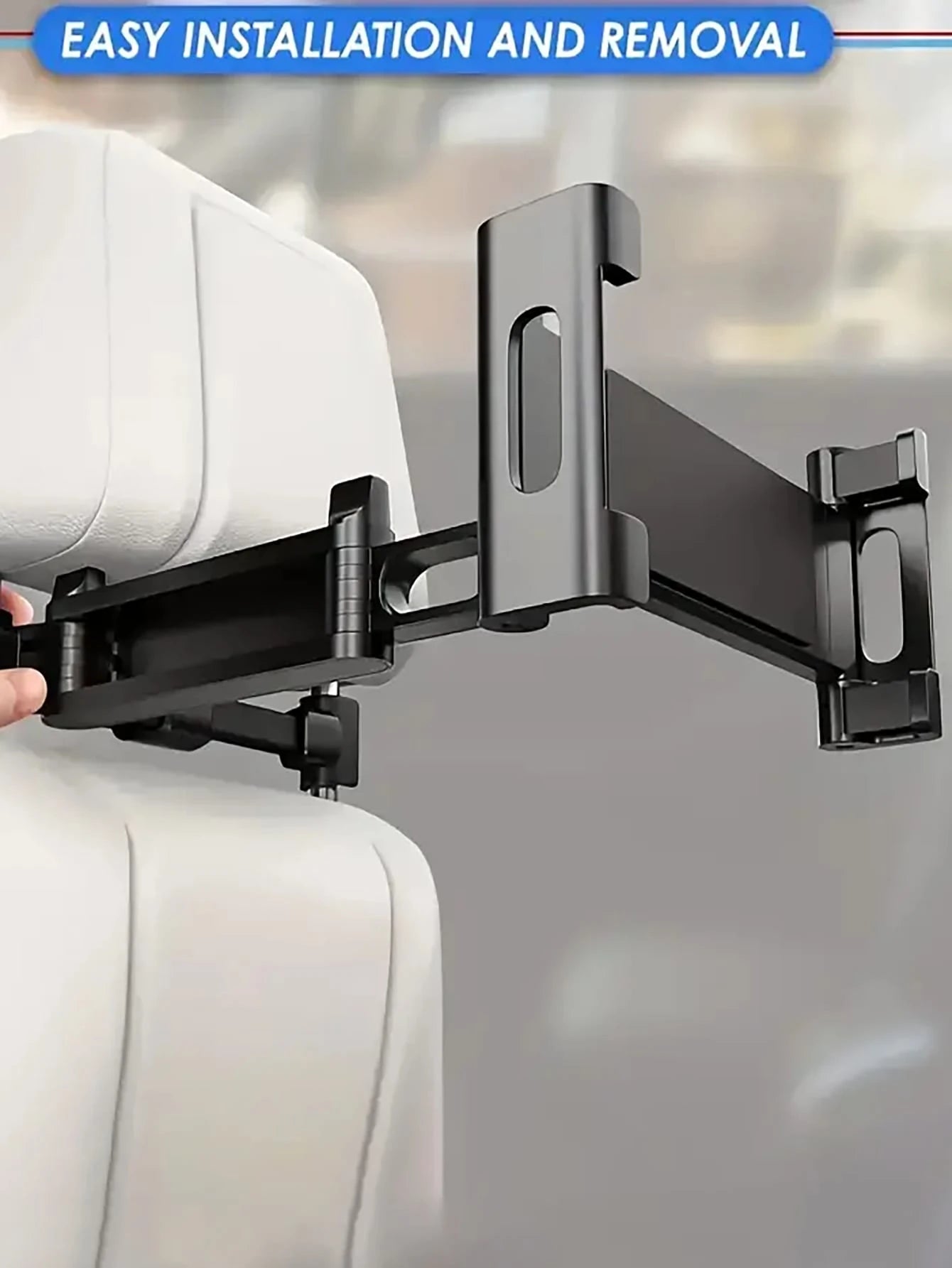 Car Headrest Mount Tablet & Phone Holder, 360° Rotating, Adjustable Size 11.94-32.77cm, High Stability, Ideal For Road Trips, Car Accessories