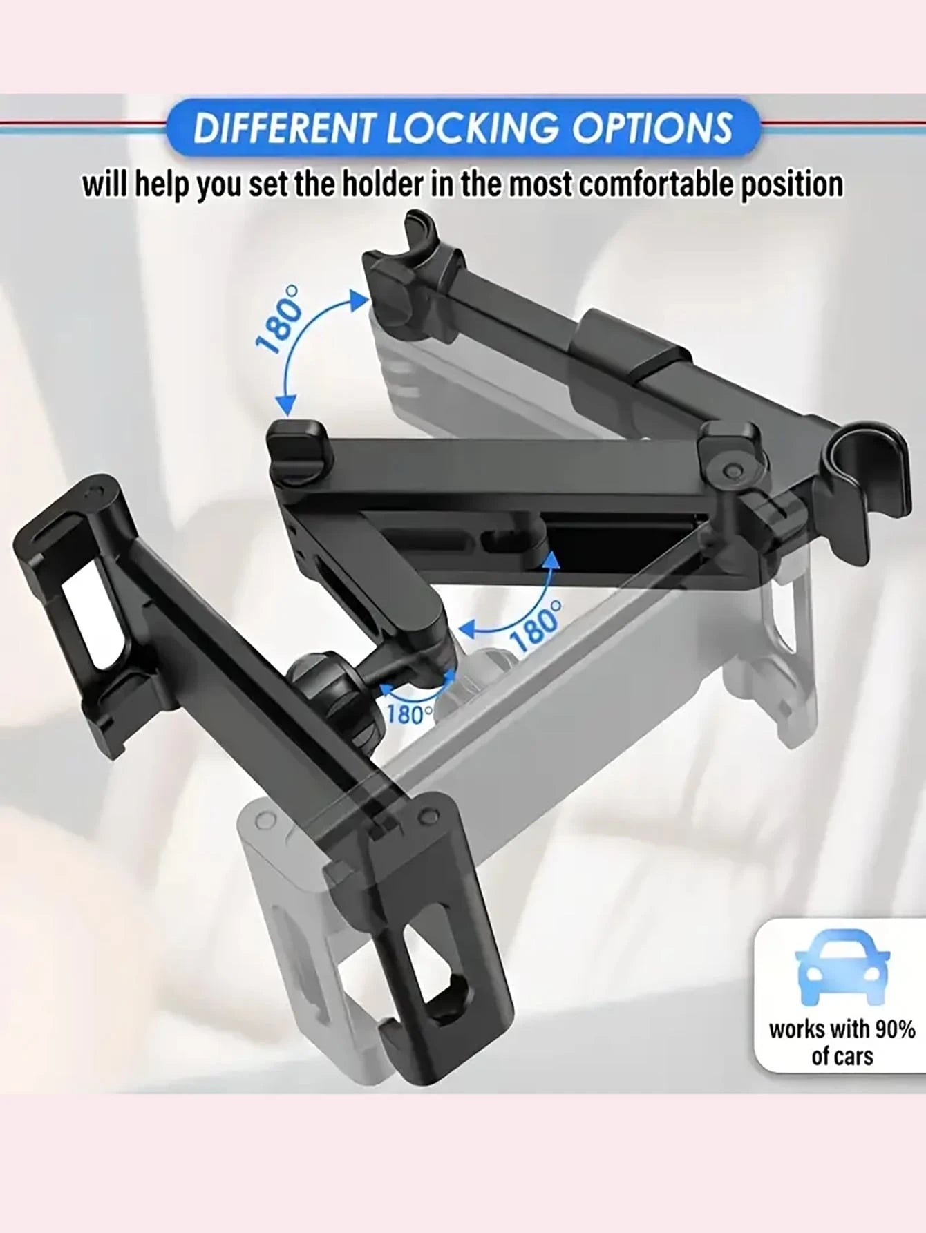 Car Headrest Mount Tablet & Phone Holder, 360° Rotating, Adjustable Size 11.94-32.77cm, High Stability, Ideal For Road Trips, Car Accessories