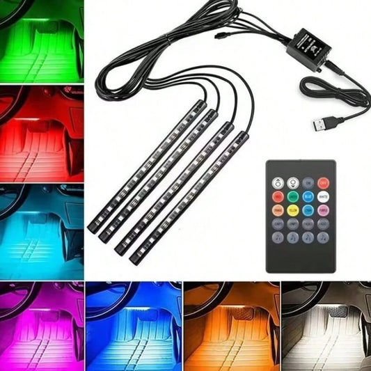 Car Interior Lights RGB Underglow Kit, DC 12V 48LED Ambient Strip, 16 Million Colors, 9 Modes, Waterproof, APP/Remote Control For Cars SUVs Trucks