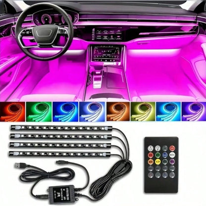 Car Interior Lights RGB Underglow Kit, DC 12V 48LED Ambient Strip, 16 Million Colors, 9 Modes, Waterproof, APP/Remote Control For Cars SUVs Trucks