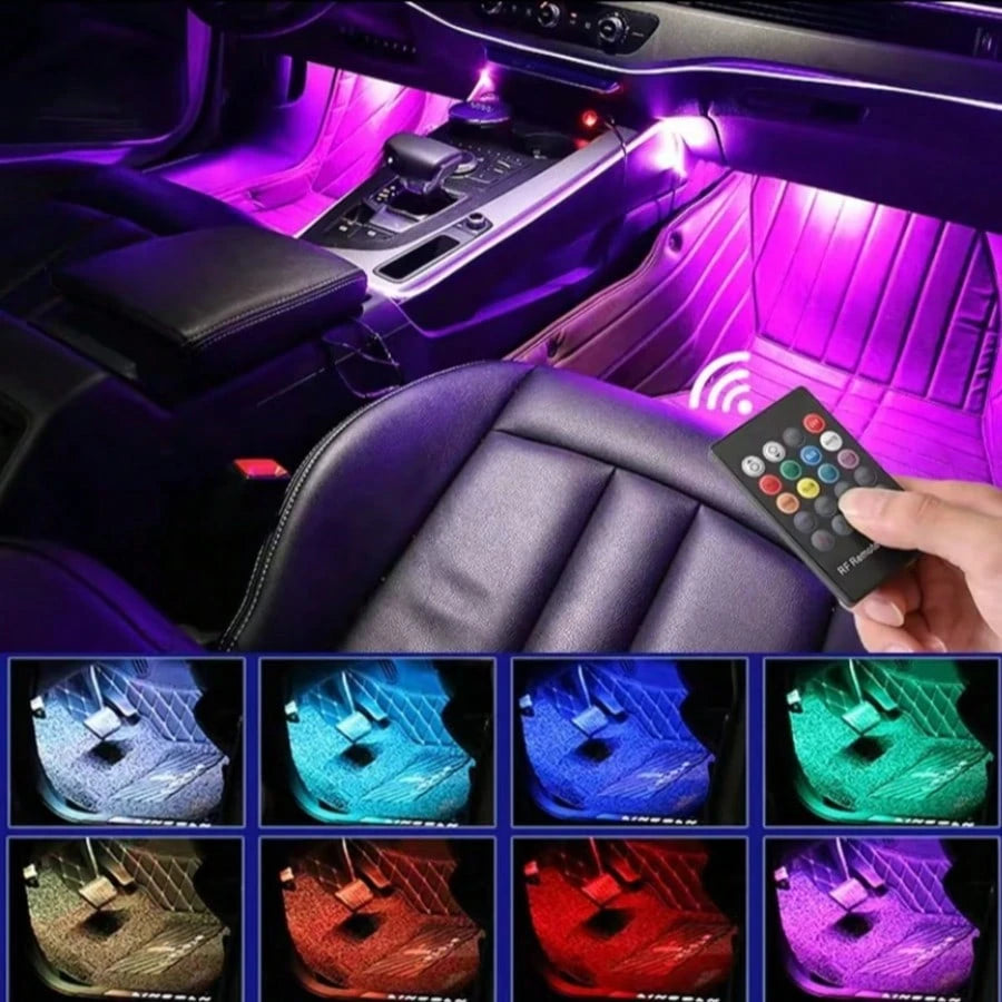 Car Interior Lights RGB Underglow Kit, DC 12V 48LED Ambient Strip, 16 Million Colors, 9 Modes, Waterproof, APP/Remote Control For Cars SUVs Trucks
