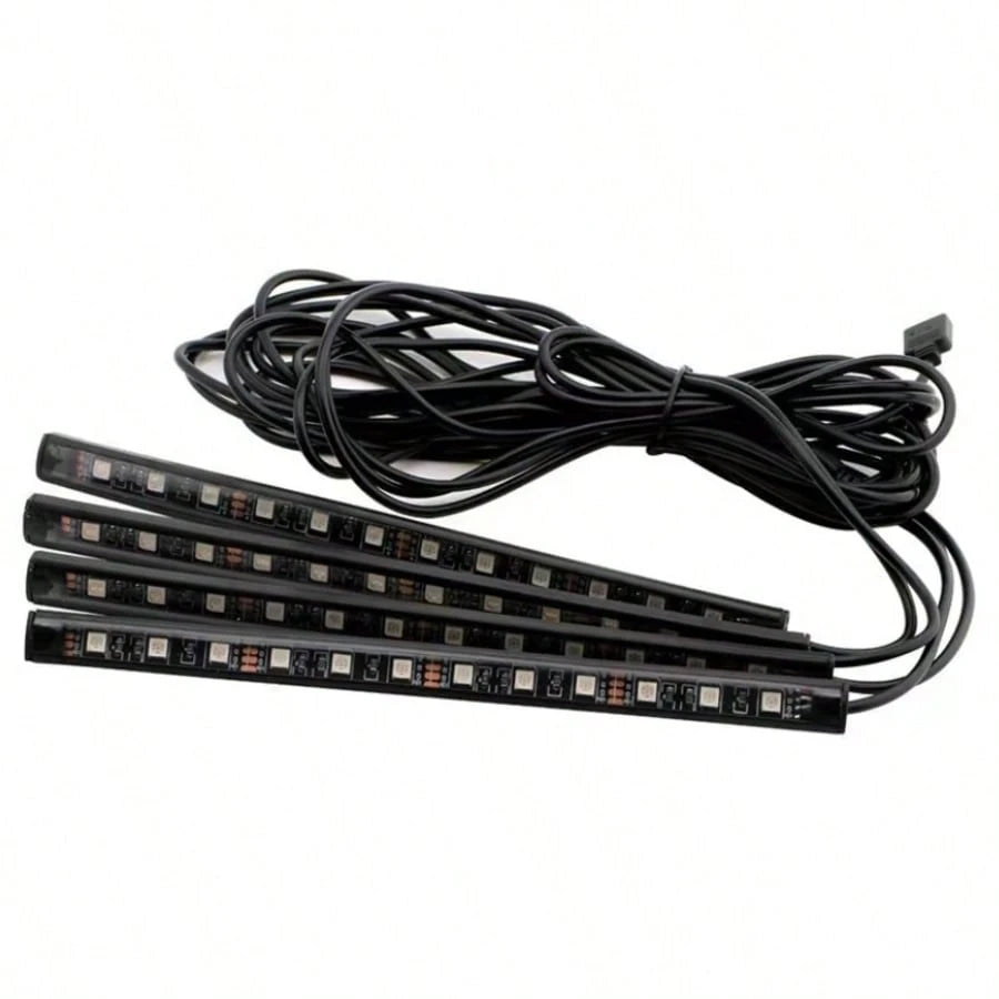 Car Interior Lights RGB Underglow Kit, DC 12V 48LED Ambient Strip, 16 Million Colors, 9 Modes, Waterproof, APP/Remote Control For Cars SUVs Trucks