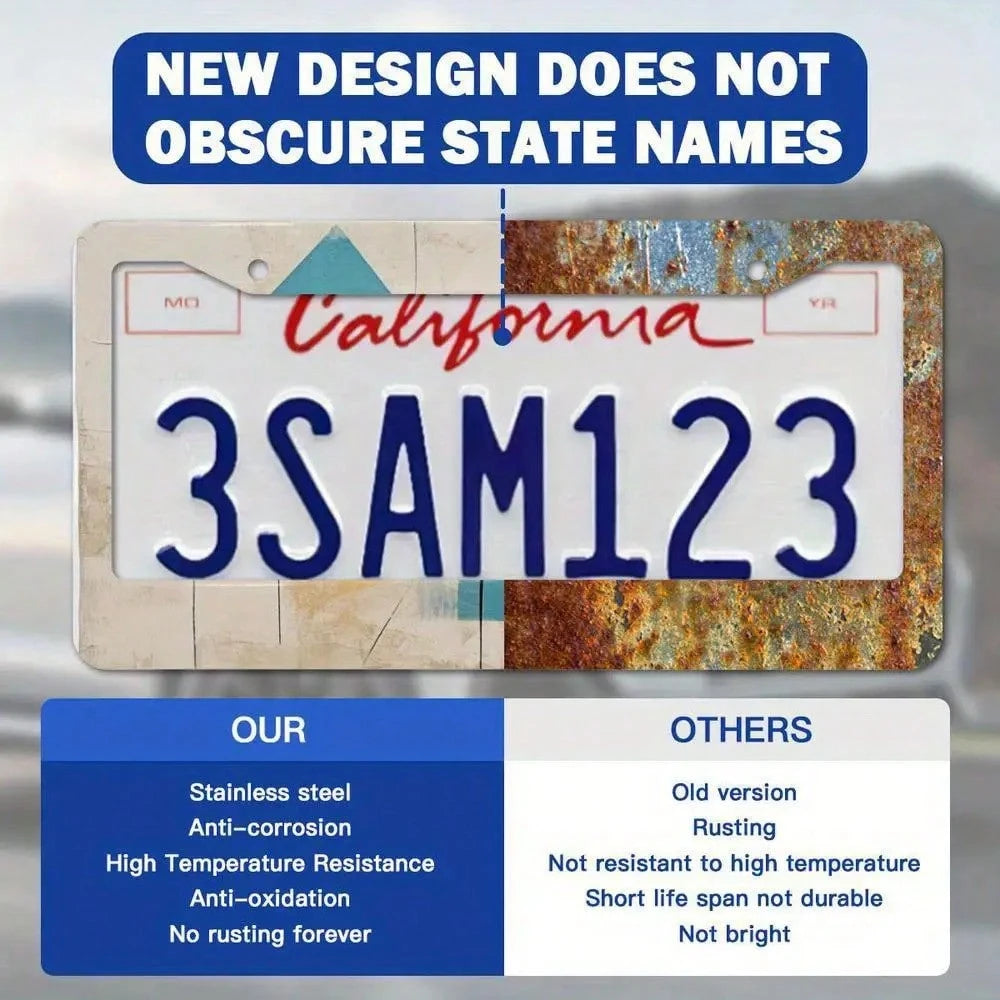 Car K, 12.2 X 6.3inch Hawaii Turtle License Plate Frame- Fun Animal Coral Starfish Beach Design Metal Car Tag Holder, Suitable For American Vehicles, Standard Size, Tropical Theme Decoration, High-Qu