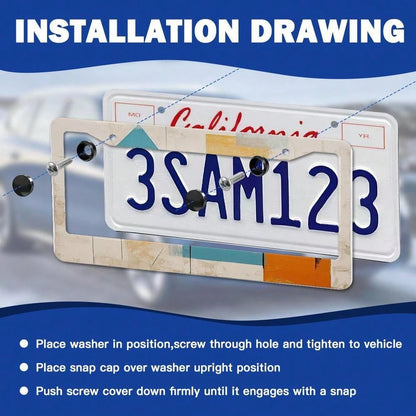Car K, 12.2 X 6.3inch Hawaii Turtle License Plate Frame- Fun Animal Coral Starfish Beach Design Metal Car Tag Holder, Suitable For American Vehicles, Standard Size, Tropical Theme Decoration, High-Qu