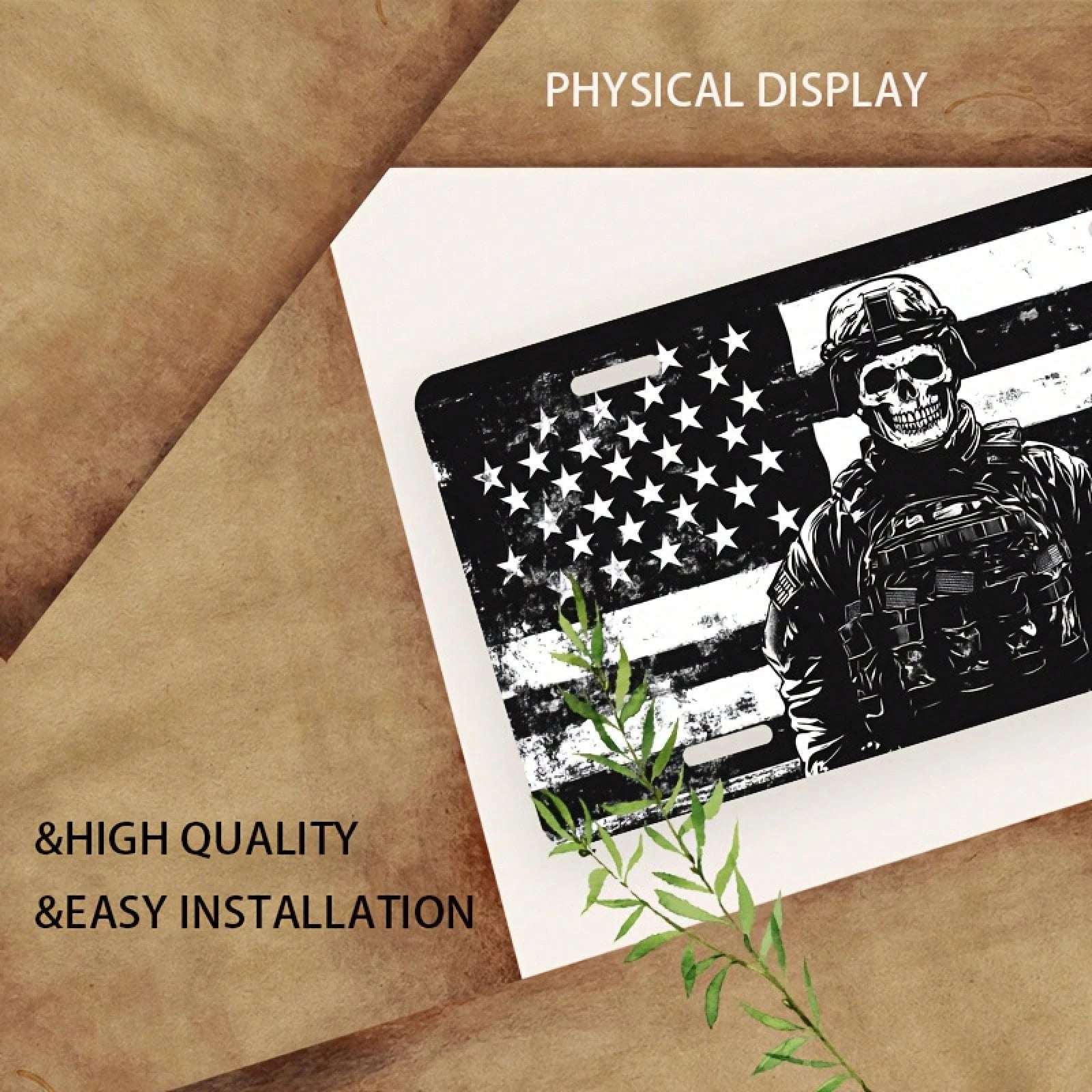 Car P, Skull Soldier Front License Plate, Aluminum Cover And Frame, Unisex Fun Decoration Standard 6*12inch