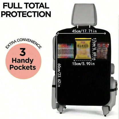 Car Rear Seat Cover With 3 Storage Pockets, Extra Large Waterproof Back Seat Protector, Fits Various Car Models, Prevents Stains, Dirt And Scratches