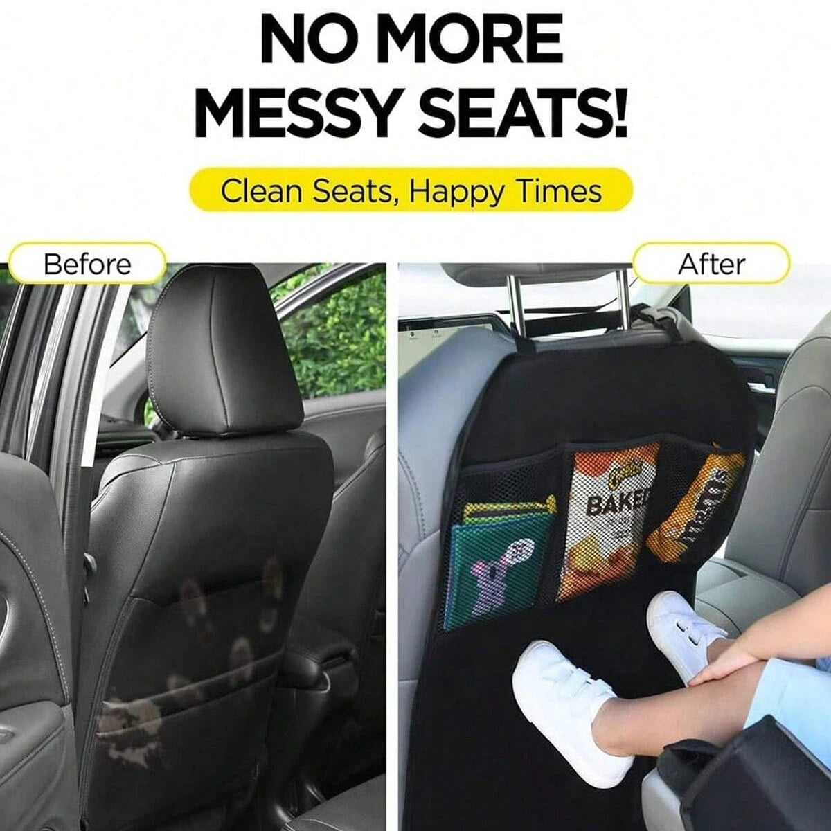 Car Rear Seat Cover With 3 Storage Pockets, Extra Large Waterproof Back Seat Protector, Fits Various Car Models, Prevents Stains, Dirt And Scratches