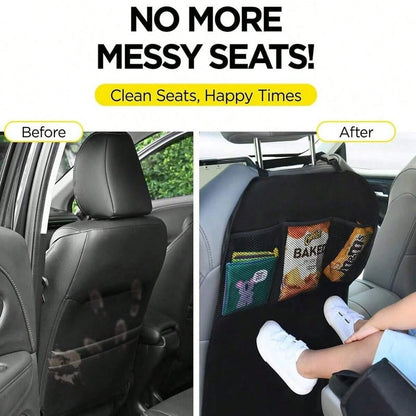Car Rear Seat Cover With 3 Storage Pockets, Extra Large Waterproof Back Seat Protector, Fits Various Car Models, Prevents Stains, Dirt And Scratches