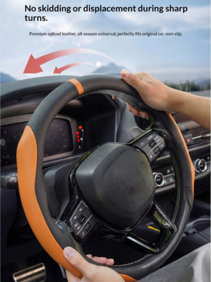 Car Steering Wheel Cover, 15-Inch Non-Slip Napa Leather Steering Wheel Protector, Simple And Comfortable Grip, Breathable Sporty Style, Suitable For Most Cars, Trucks, And SUVs