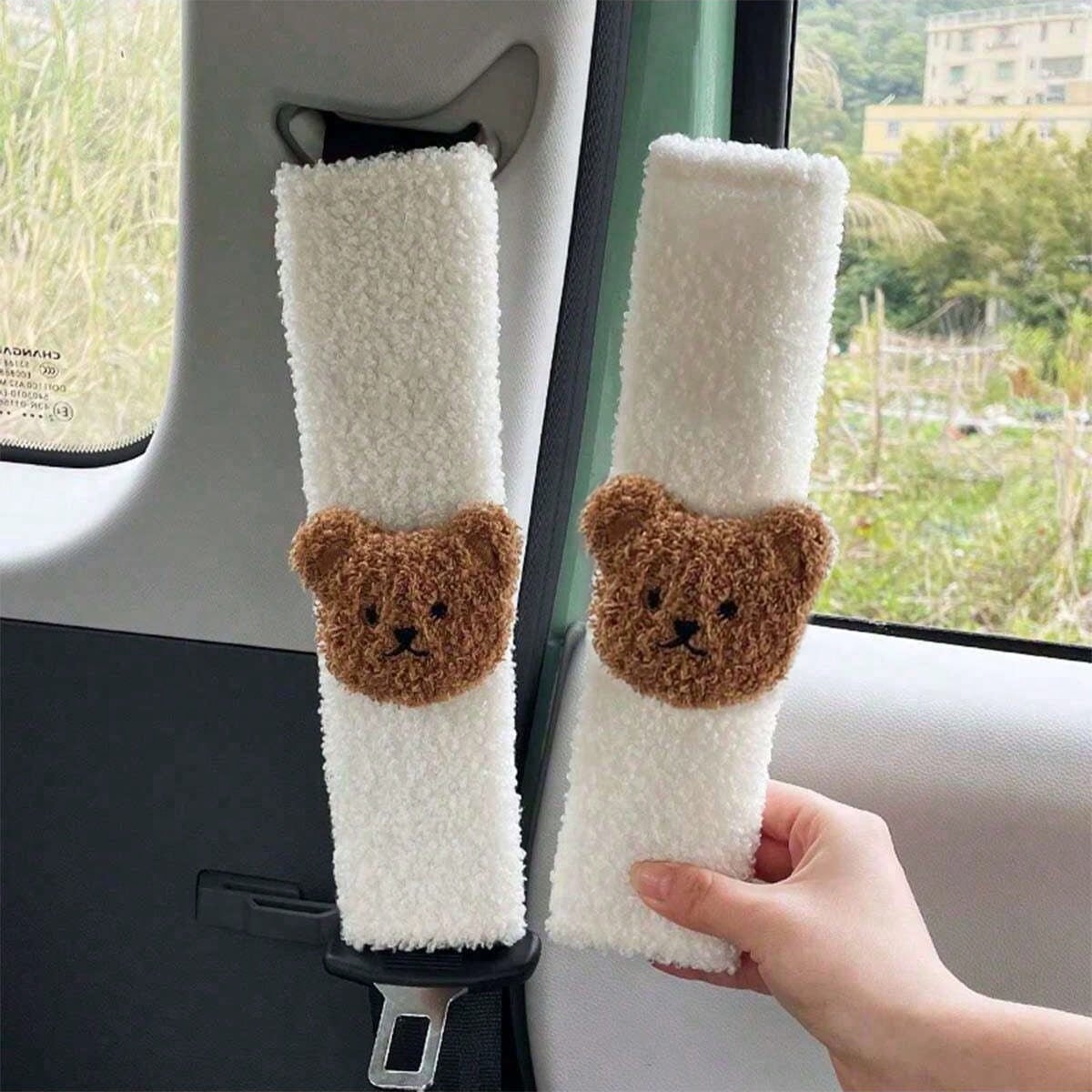 Car Steering Wheel Cover Winter Lamb Fleece Bear Warm Anti-Slip Car Handle Cover (No Inner Ring) Creative Cartoon Steering Wheel Cover