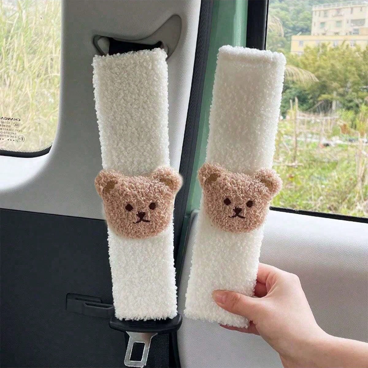 Car Steering Wheel Cover Winter Lamb Fleece Bear Warm Anti-Slip Car Handle Cover (No Inner Ring) Creative Cartoon Steering Wheel Cover