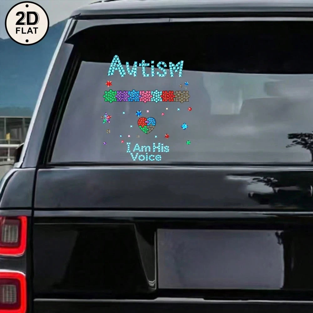 Car Stickers And Decals, Automotive Decals, Suitable For Rear Windshield, Fuel Tank Cap, And Car Doors, Autism Puzzle Pieces Heart Stars I Am His Voice, Car Accessories Window Decals Vinyl