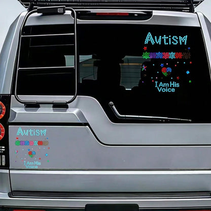 Car Stickers And Decals, Automotive Decals, Suitable For Rear Windshield, Fuel Tank Cap, And Car Doors, Autism Puzzle Pieces Heart Stars I Am His Voice, Car Accessories Window Decals Vinyl