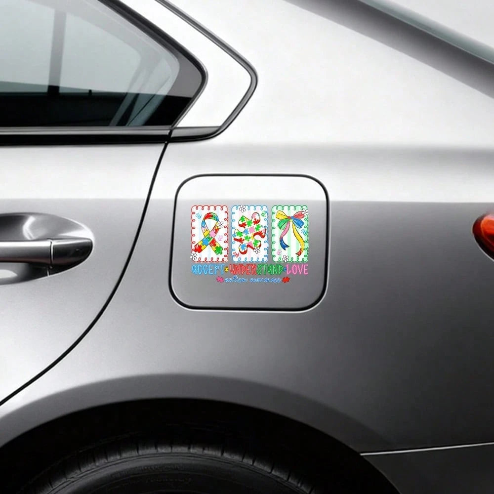 Car Stickers And Decals, Automotive Decals, Suitable For Rear Windshield, Fuel Tank Cap, And Car Doors, Accept Understand Love Autism Awareness, Car Accessories Window Decals Vinyl