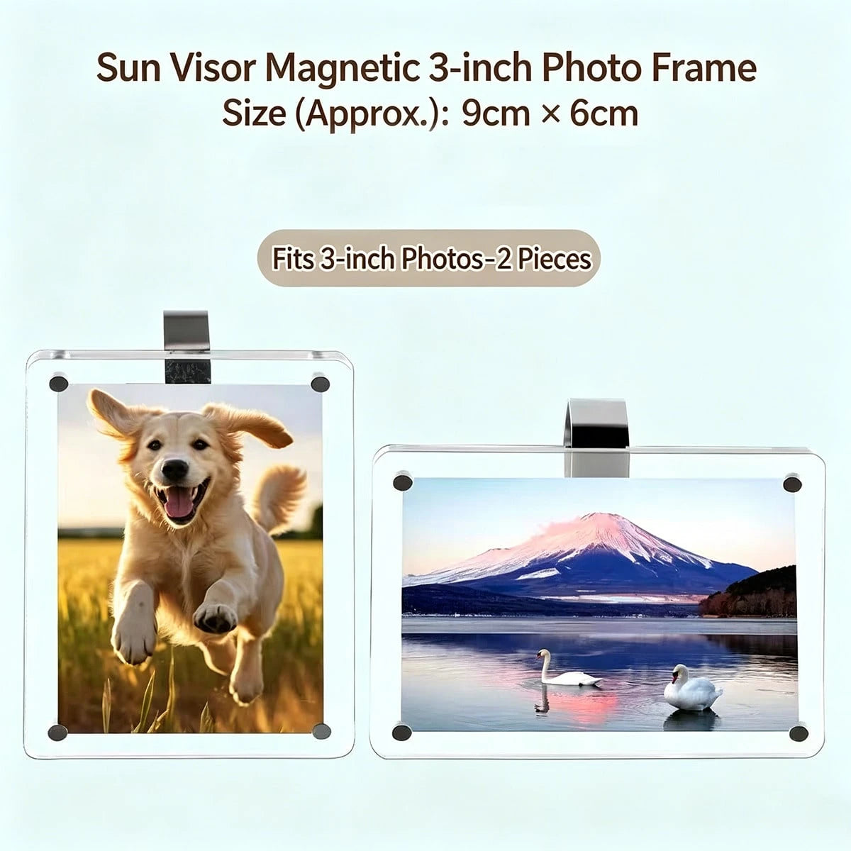 Car Sun Visor Photo Clip- New Universal Acrylic Magnetic Photo Clip Accessory, Refrigerator Magnet, Transparent Magnetic Instant Camera Photo Frame, Car Rearview Mirror Photo Clip, Personalized DIY C