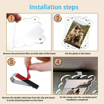 Car Sun Visor Photo Clip- New Universal Acrylic Magnetic Photo Clip Accessory, Refrigerator Magnet, Transparent Magnetic Instant Camera Photo Frame, Car Rearview Mirror Photo Clip, Personalized DIY C