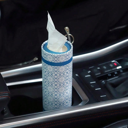 Car Tissues Holder With Facial Tissues- 4 PK- Travel Tissue Tubes Box Container Perfect Fit For Car Cup Holder Car Tissues Cylinder (Blue)