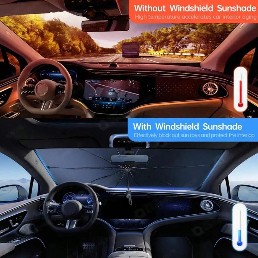 Car Windshield Sunshade, Foldable Windshield Sun Umbrella, Windshield Cooling Umbrella For Daily, Sun Visor, Sunshade Cover, Durable Sun Shade, Sunshade For Car Outside, UV Protective Sunshade