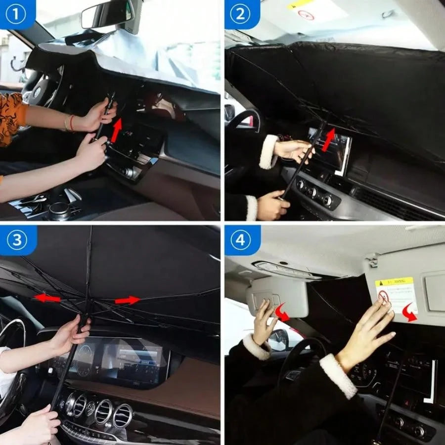Car Windshield Sunshade, Foldable Windshield Sun Umbrella, Windshield Cooling Umbrella For Daily, Sun Visor, Sunshade Cover, Durable Sun Shade, Sunshade For Car Outside, UV Protective Sunshade