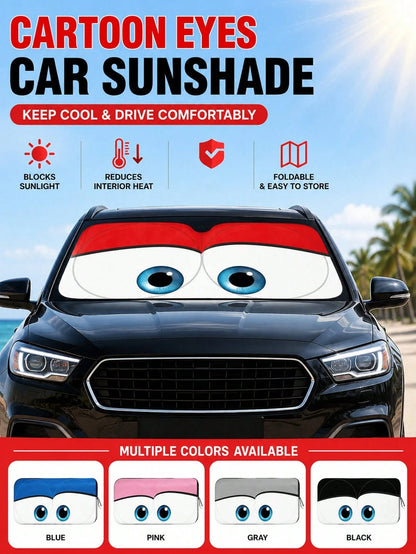 Car Windshield Sunshade, Fun Red Cartoon Eyes Car Sunshade, Blocks Heat And Keeps Car Interior Cool, Foldable Design For Easy Storage, Suitable For Outdoor Parking, Road Trips And Daily Use