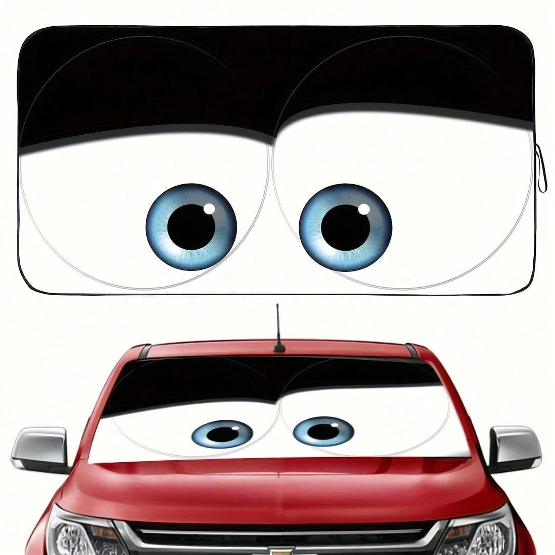 Car Windshield Sunshade, Fun Red Cartoon Eyes Car Sunshade, Blocks Heat And Keeps Car Interior Cool, Foldable Design For Easy Storage, Suitable For Outdoor Parking, Road Trips And Daily Use