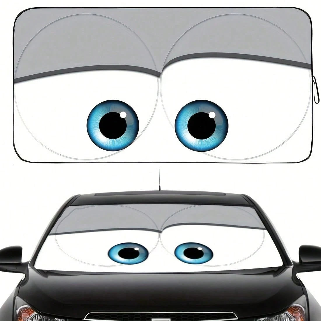 Car Windshield Sunshade, Fun Red Cartoon Eyes Car Sunshade, Blocks Heat And Keeps Car Interior Cool, Foldable Design For Easy Storage, Suitable For Outdoor Parking, Road Trips And Daily Use