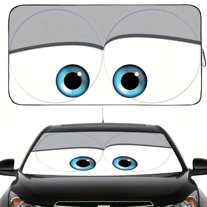 Car Windshield Sunshade, Fun Red Cartoon Eyes Car Sunshade, Blocks Heat And Keeps Car Interior Cool, Foldable Design For Easy Storage, Suitable For Outdoor Parking, Road Trips And Daily Use