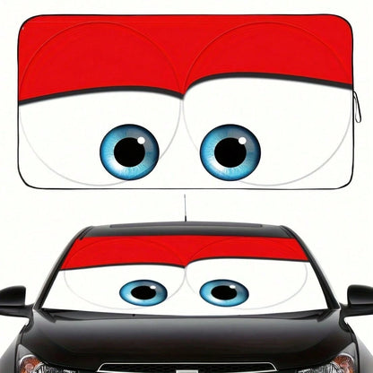 Car Windshield Sunshade, Fun Red Cartoon Eyes Car Sunshade, Blocks Heat And Keeps Car Interior Cool, Foldable Design For Easy Storage, Suitable For Outdoor Parking, Road Trips And Daily Use
