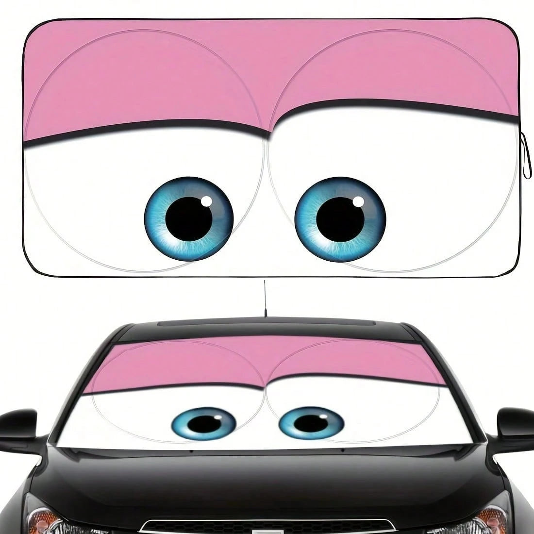 Car Windshield Sunshade, Fun Red Cartoon Eyes Car Sunshade, Blocks Heat And Keeps Car Interior Cool, Foldable Design For Easy Storage, Suitable For Outdoor Parking, Road Trips And Daily Use