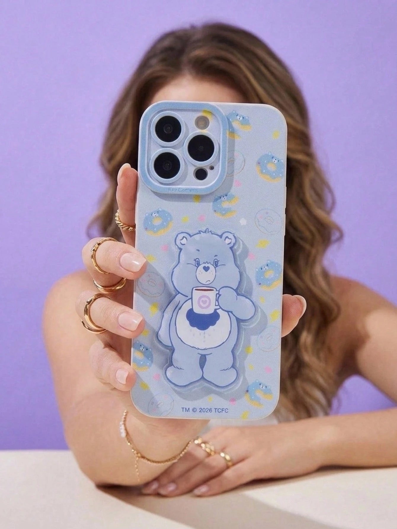 Care Bears Rainbow Bear Pupil Eye Cartoon Phone Case With Acrylic Stand, Shockproof Protection, Stylish Daily Use Cover, Perfect For 13-17 Series, Great For Home, Travel Or Gift Giving