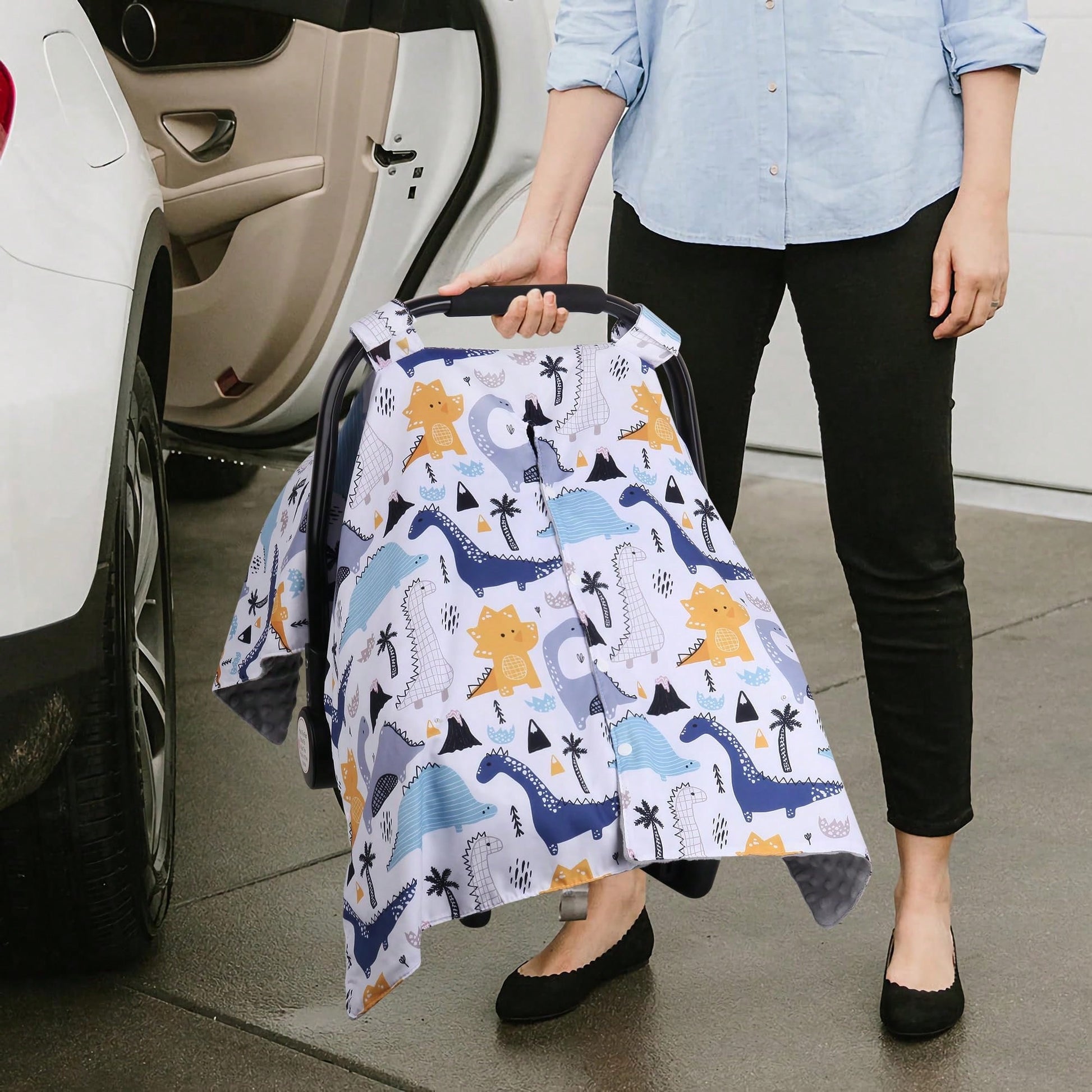 Carseat Covers Girl, Minky Infant Car Seat Cover Winter, Peekaboo Opening Car Seat Canopy, Multi-Use Carrier, Stroller, Nursing Cover