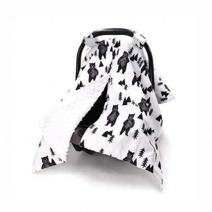 Carseat Covers Girl, Minky Infant Car Seat Cover Winter, Peekaboo Opening Car Seat Canopy, Multi-Use Carrier, Stroller, Nursing Cover